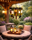 Hanging Wine Bottle Pendant Lamp, Holds 9 Empty Wine Bottles-11.5 Inches High X 15 Inches Diameter