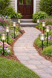 Set of 2, Iron Garden Stakes with Glass Inserts, Black-27 Inches Tall