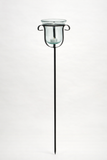 Set of 2, Iron Garden Stakes with Glass Inserts, Black-27 Inches Tall