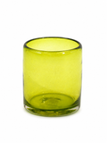 Set of 4, Handmade Mexican Lemon Lime Rocks Glasses Recycled Glass, 12 Ounces
