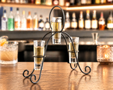Tequila Flight Iron Stand with 3 Shot Glasses-11 Inches Tall