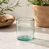 Set of 4, Recycled Clear Double Old Fashioned Rocks Glasses, 14-16 Ounces, Recycled Glass, Handmade
