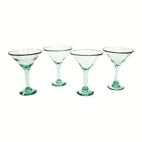 Set of 4, Recycled Clear Martini Glasses, 12 Ounces, Recycled Glass