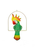 Ceramic Hanging Cockatoo with Perch-19 Inches High, Multi-Color, Hand Painted