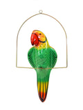 Ceramic Hanging Parrot with Perch-22.5 Inches High, Multi-Color, Hand Painted