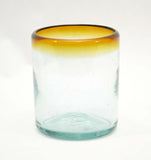 Set of 4, Amber Rimmed Cocktail/Juice Glass-10-12 ounces, Recycled Glass