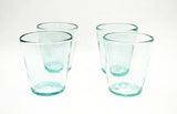 Set of 4, Handmade Mexican Recycled Clear Tapered Rocks Glasses, 4.25 Inches H, 14-16 oz
