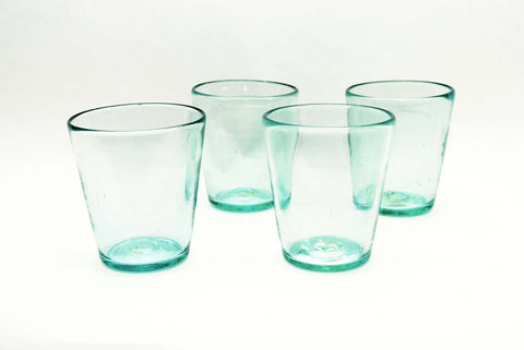 on the rocks, hand-blown clear drinking glass