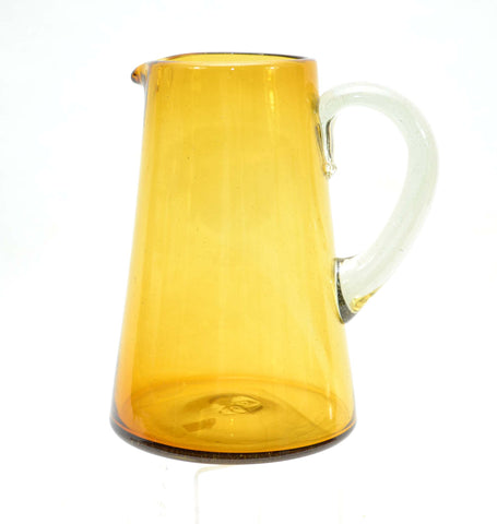 Handblown Recycled Classic Pitcher, Solid Amber- 9 1/8th Inches High