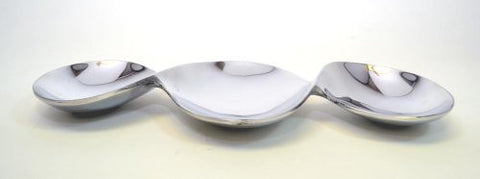 Aluminum 3 Section, Bow Shaped Snack Dish-16.5 Inches Long
