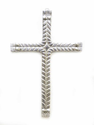 Polished Aluminum Double Lasso Wall Cross-14 Inches High
