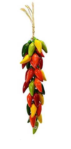 Small Ristra/ String of Ceramic Jalapeno Peppers, With 35-40 Peppers, 20 Inches Long