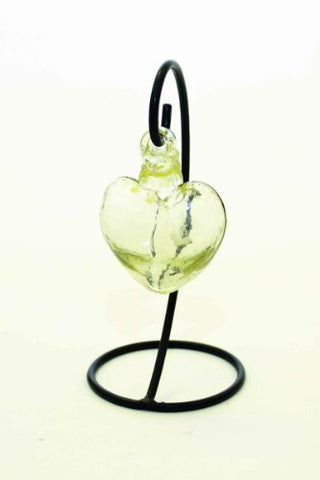 Handmade Clear Color Glass Heart with Stand-7 Inches High