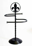 Iron Bath Towel Stand, S Shaped and Fleur De Lis Design- 17 Inches High