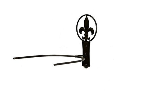 Iron Cowboy Hat Holder with Fleur De Lis Symbol-9 Inches High x 10 Inches in Diameter x 8.5 Inches Wide