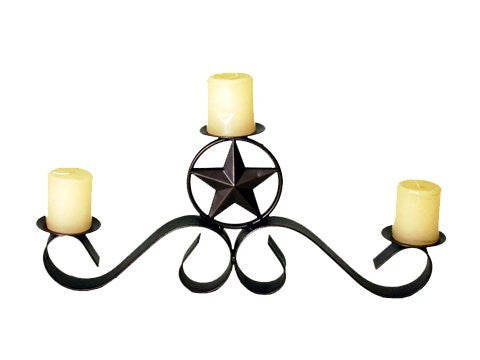 Wrought Iron 3 Lite Centerpiece Star Design- 21 Inches Long