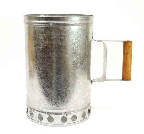 Charcoal Chimney Starter w/ Wood Handle,  Galvanized Tin 13 Inches Tall