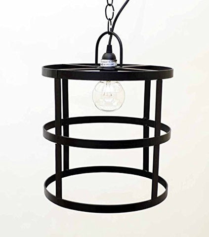 Cylinder Frame Hanging Lamp with Socket Set & 3 Feet of Chain-12 Inches High  x 12 Inches in Diameter