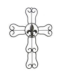 Iron Wall Cross with Fleur De Lis Symbol, Decorative Design-20 Inches High x 15 Inches Wide
