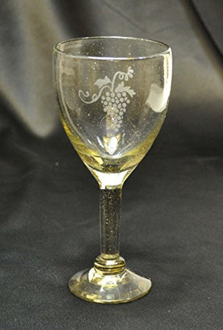 Set of 4, Etched Grapes Cluster Wine Glasses-14 Ounces