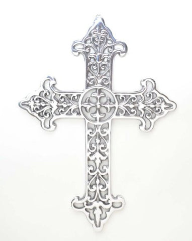 Polished Aluminum Stencil Wall Cross-16.5 Inches High