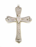 Polished  Aluminum Wall Cross w/ Heart -8.5 Inches High