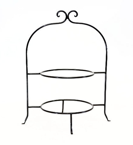 Handmade Wrought Iron Double Tier Plate Rack- 17.5 Inches High x 8 Inches Diameter