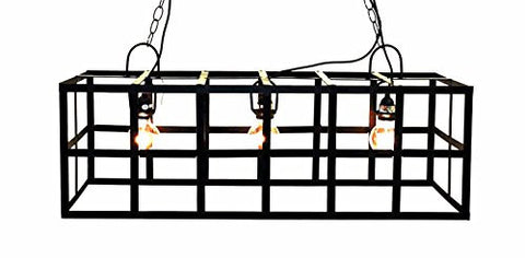 Rectangular Frame Hanging Lamp, with Socket Set and 3 feet of Chain-36 Inches Wide