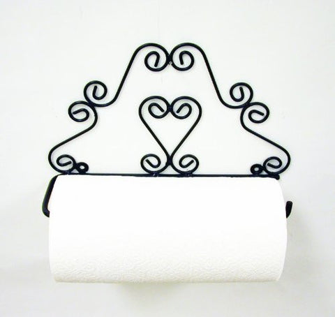 Handmade Wrought Iron Heart Paper Towel Holder-13 Inches Wide x 8.25 Inches High