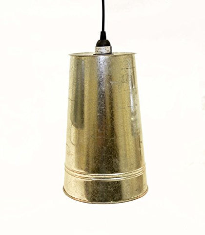 Galvanized French Flower Bucket Lamp with Socket Set 15 FT of Cord -12.5 Inches High x 8 Inches in Diameter