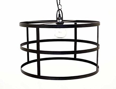 Cylinder Frame Hanging Lamp with Socket Set & 3 Feet of Chain-12 Inches High x 20 Inches in Diameter
