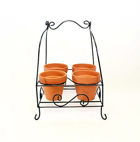 Four Pot Caddy for 6 Inch Pots- 21.5 Inches High x 15.75 Inches Long x 15 3/8 Inches Wide, Bronze Color