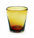 Set of 4, Handmade Mexican Amber Rocks Glasses, Recycled Glass-4 Inches High, 12 Ounces