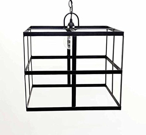 Square Frame Hanging Lamp, with Socket Set and 3 feet of Chain-15 Inches High x 18 Inches Wide