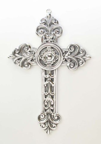 Polished Aluminum Wall Cross, W/conches-12.5 Inches High
