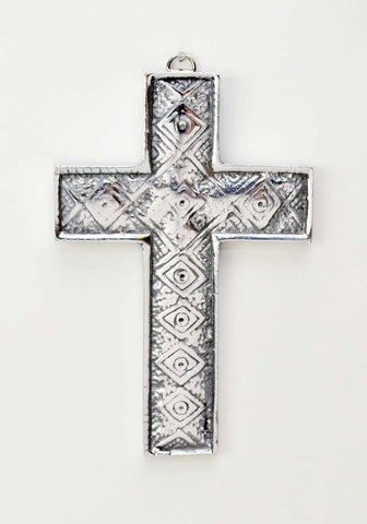 Polished Aluminum Diamond Wall Cross-6.5 Inches High