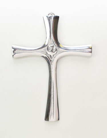 Polished Aluminum Dove Wall Cross-7 Inches High