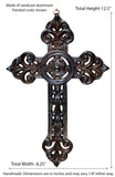 Laredo Aluminum Wall Cross w/Conches, Rustic-12.5 Inches High