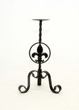 Wrought Iron Fleur de Lis Candle Holder, Small-14 Inches High