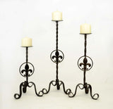 Wrought Iron Fleur de Lis Candle Holder, Small-14 Inches High