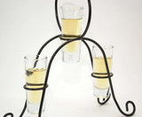 Tequila Flight Iron Stand with 3 Shot Glasses-11 Inches Tall