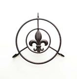 Iron Trivet Fleur De Lis Symbol-7.5 Inches in Diameter x 2.5 Inches High