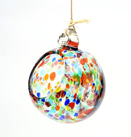 Hanging 4 Inch Glass Confetti Bird Seed Ball, Has 3 Feet of Twine