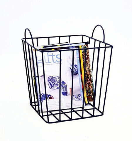Handmade Wrought Iron Square Magazine Basket-15 Inches High x 12 Inches Wide