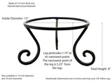 Forged Iron Pot Stand-8 Inches Tall x 12 Inches in Diameter, Painted Bronze