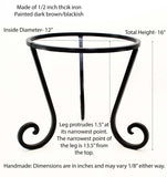 Wrought Iron Pot Stand-16 Inches Tall x 12 Inches in Diameter, Painted Bronze
