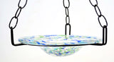 Small Hanging Bird Feeder with Ocean Blue Confetti Bowl-16 Inches High x 8-10 Inches Wide