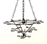 Wrought  Iron Wine Glass Socket Set Chandelier with Assorted Glasses. -21.75 Inches Wide x 33 Inches High